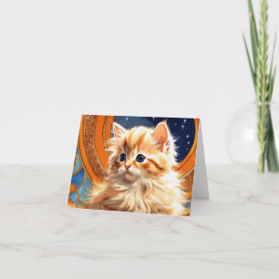 Alphonse Mucha Art Nouveau Orange Cat Invitation