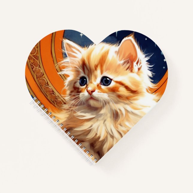 Alphonse Mucha Art Nouveau Orange Cat Notebook (Front)