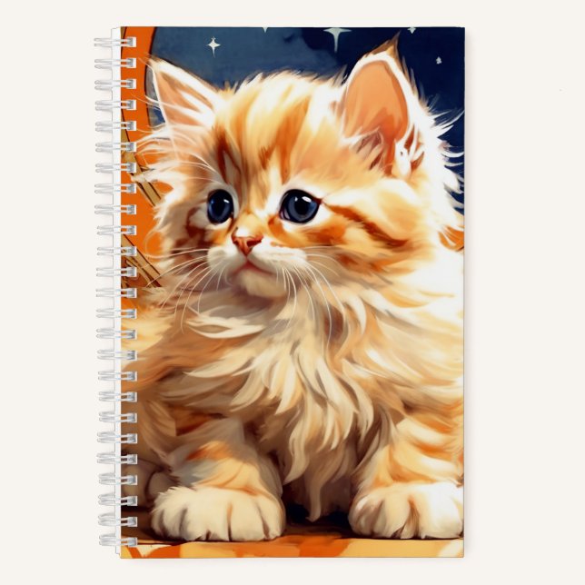 Alphonse Mucha Art Nouveau Orange Cat Notebook (Front)