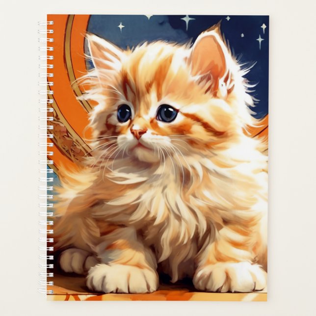 Alphonse Mucha Art Nouveau Orange Cat Planner (Front)