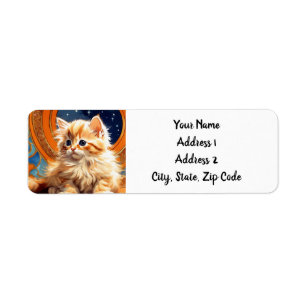 Alphonse Mucha Art Nouveau Orange Cat Return Address Label