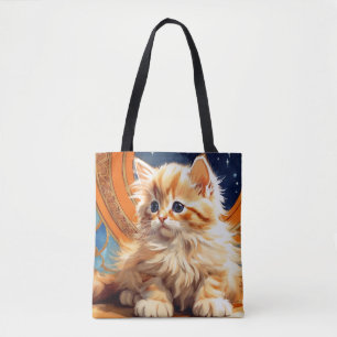 Alphonse Mucha Art Nouveau Orange Cat Tote Bag