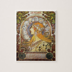 Alphonse Mucha Art Nouveau Poster La Plume Jigsaw Puzzle