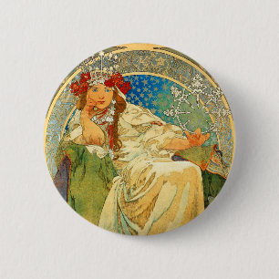 Alphonse Mucha Art Nouveau Princess Hyacinth 6 Cm Round Badge