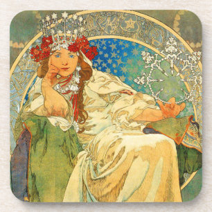 Alphonse Mucha Art Nouveau Princess Hyacinth Coaster
