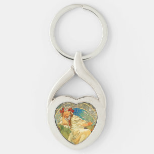 Alphonse Mucha Art Nouveau Princess Hyacinth Key Ring