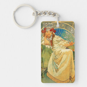 Alphonse Mucha Art Nouveau Princess Hyacinth Key Ring