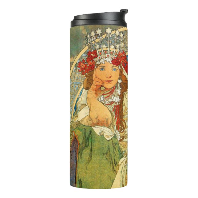 Alphonse Mucha Art Nouveau Princess Hyacinth Thermal Tumbler (Rotated Left)