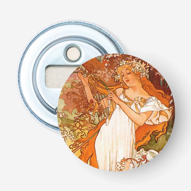 Alphonse Mucha Art Nouveau Spring Bottle Opener (Front)