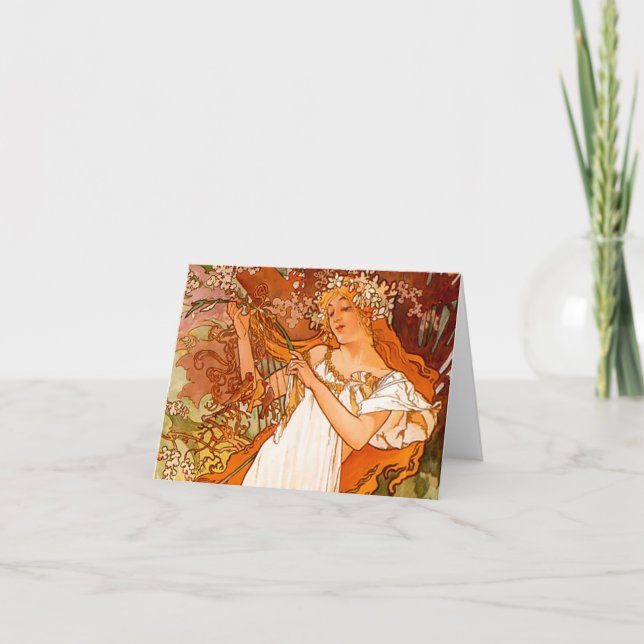 Alphonse Mucha Art Nouveau Spring Invitation (Front)
