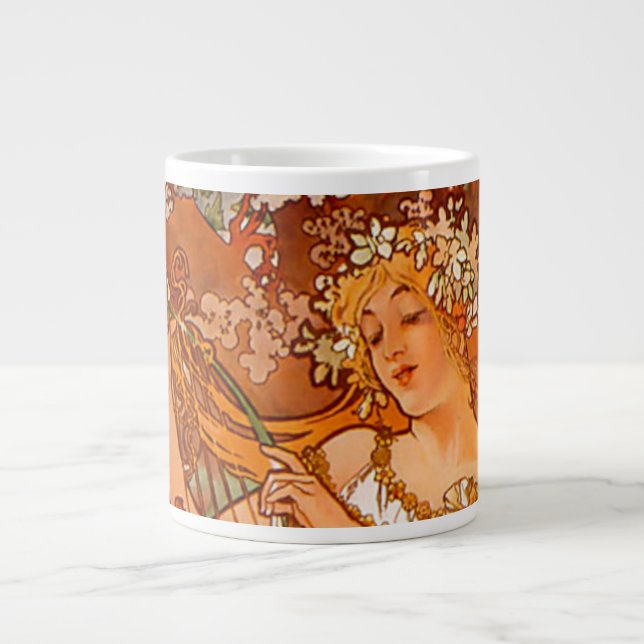 Alphonse Mucha Art Nouveau Spring Large Coffee Mug (Front)