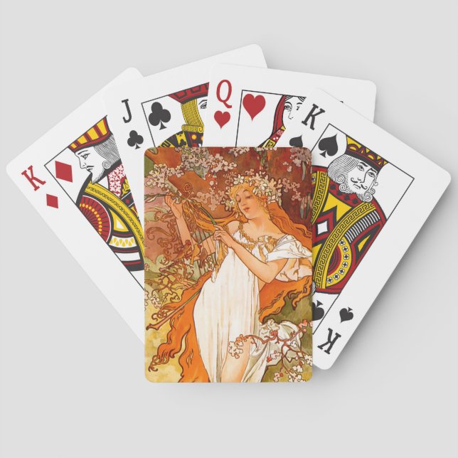 Alphonse Mucha Art Nouveau Spring Playing Cards (Back)