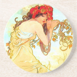 Alphonse Mucha Art Nouveau Summer Coaster