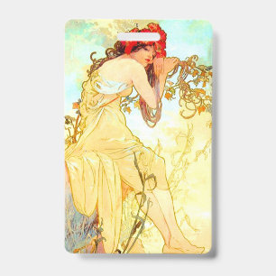 Alphonse Mucha Art Nouveau Summer ID Badge