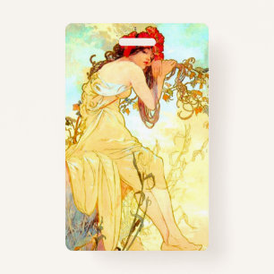Alphonse Mucha Art Nouveau Summer ID Badge