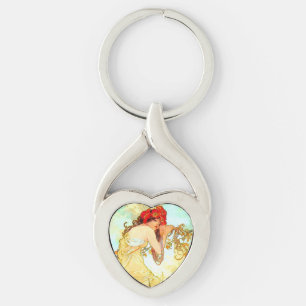 Alphonse Mucha Art Nouveau Summer Key Ring