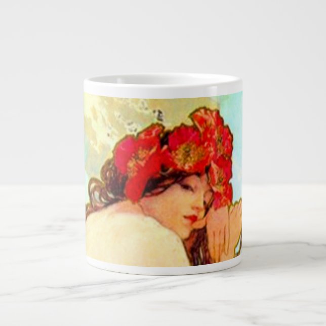 Alphonse Mucha Art Nouveau Summer Large Coffee Mug (Front)