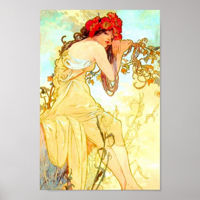 Alphonse Mucha Art Nouveau Summer Poster (Front)