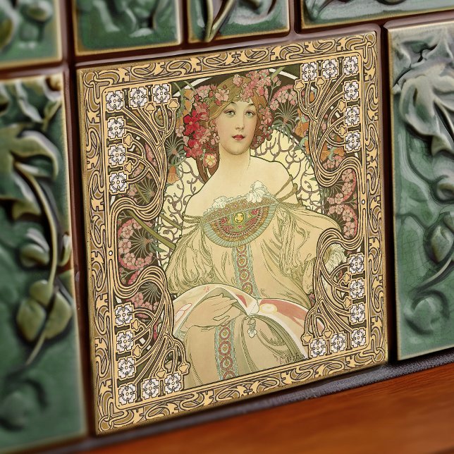 Alphonse Mucha Art Nouveau Vintage Ceramic Tile (Creator Uploaded)
