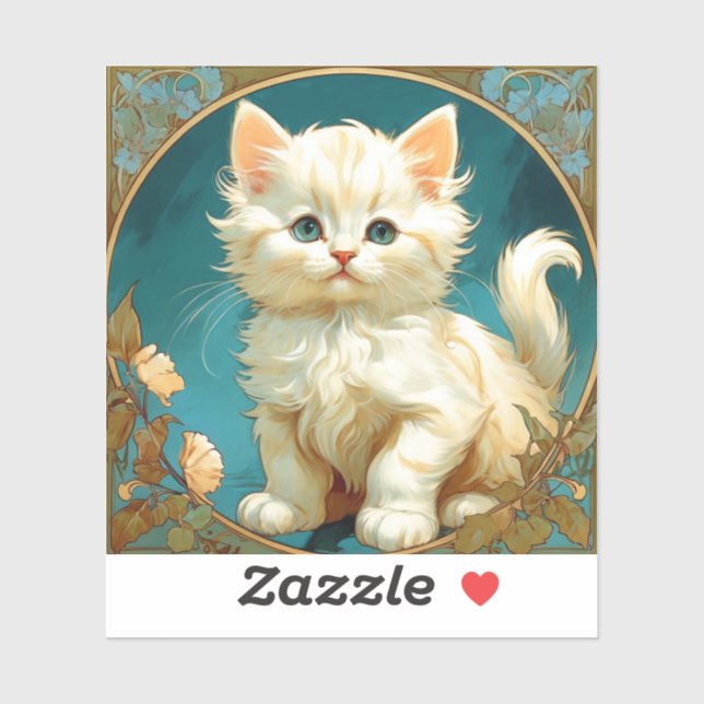 Alphonse Mucha Art Nouveau White Cat (Sheet)