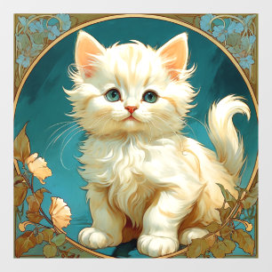 Alphonse Mucha Art Nouveau White Cat