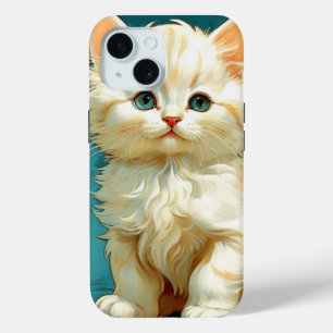 Alphonse Mucha Art Nouveau White Cat iPhone 15 Case
