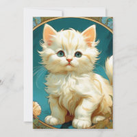 Alphonse Mucha Art Nouveau White Cat