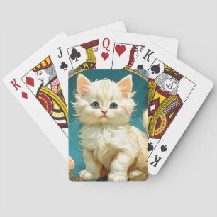 Alphonse Mucha Art Nouveau White Cat Playing Cards