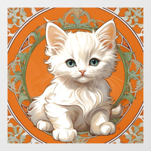 Alphonse Mucha Art Nouveau White Kitten