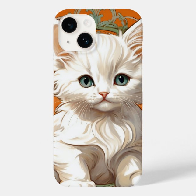 Alphonse Mucha Art Nouveau White Kitten Case-Mate iPhone Case (Back)
