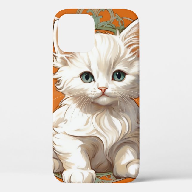 Alphonse Mucha Art Nouveau White Kitten Case-Mate iPhone Case (Back)