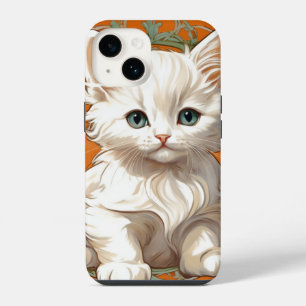 Alphonse Mucha Art Nouveau White Kitten iPhone 14 Case