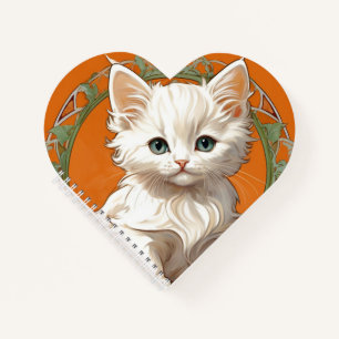 Alphonse Mucha Art Nouveau White Kitten Notebook