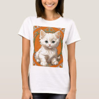 Alphonse Mucha Art Nouveau White Kitten