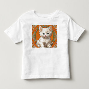 Alphonse Mucha Art Nouveau White Kitten Toddler T-Shirt
