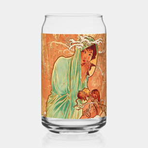 Alphonse Mucha Art Nouveau Winter Can Glass