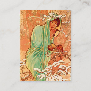 Alphonse Mucha Art Nouveau Winter Enclosure Card