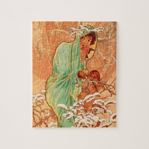 Alphonse Mucha Art Nouveau Winter Jigsaw Puzzle