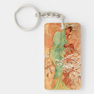 Alphonse Mucha Art Nouveau Winter Key Ring