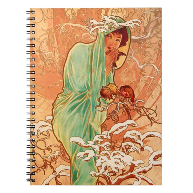 Alphonse Mucha Art Nouveau Winter Notebook (Front)