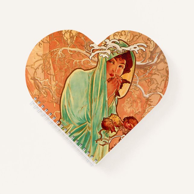 Alphonse Mucha Art Nouveau Winter Notebook (Front)
