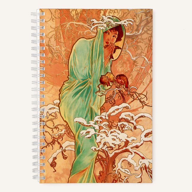 Alphonse Mucha Art Nouveau Winter Notebook (Front)