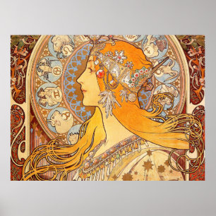 Alphonse Mucha Art Nouveau Woman Zodiac Poster