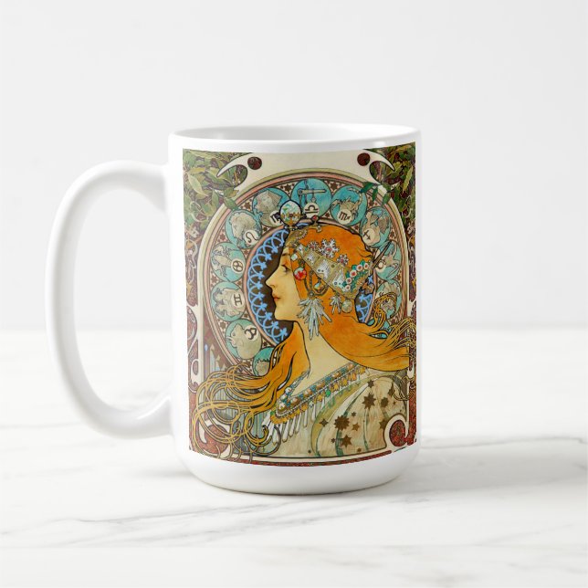 Alphonse Mucha Art Nouveau Zodiac Coffee Mug (Left)
