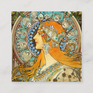 Alphonse Mucha Art Nouveau Zodiac Enclosure Card