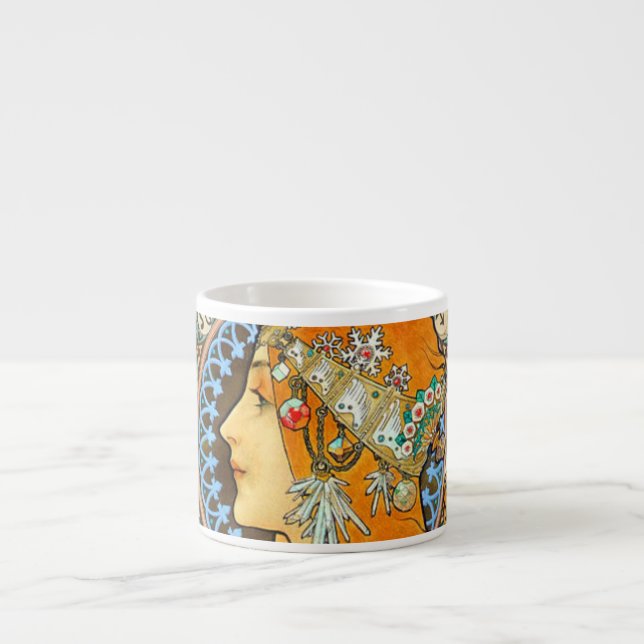 Alphonse Mucha Art Nouveau Zodiac Espresso Cup (Front)