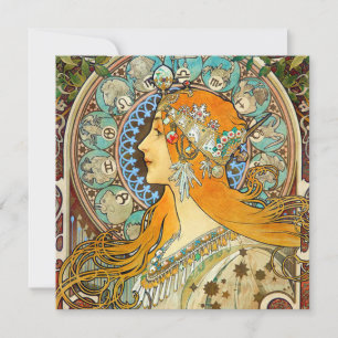 Alphonse Mucha Art Nouveau Zodiac Invitation