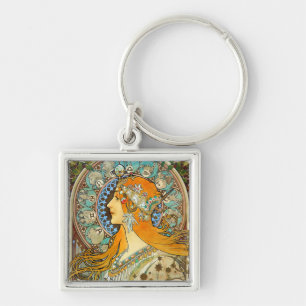 Alphonse Mucha Art Nouveau Zodiac Key Ring