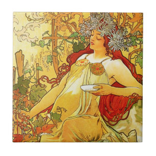 Alphonse Mucha Autumn Tile