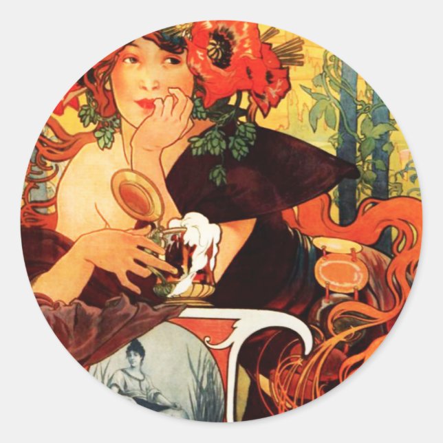 Alphonse Mucha Beer of the Muse Stickers (Front)